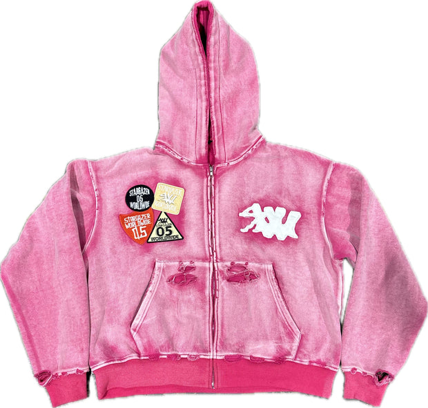 Pink patchwork hoodie