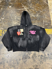 Black Patchwork Hoodie