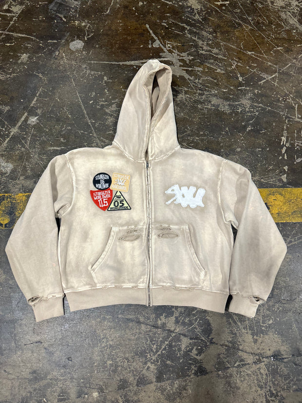 Cream Patchwork Hoodie