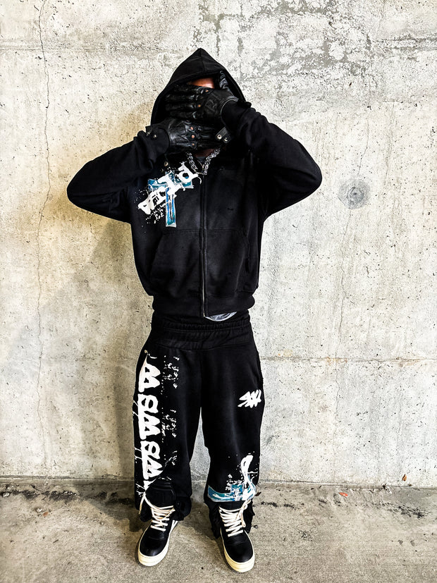 Black "WASH ME AWAY" sweatsuit