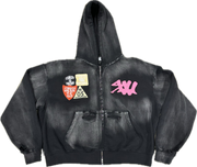 Black Patchwork Hoodie